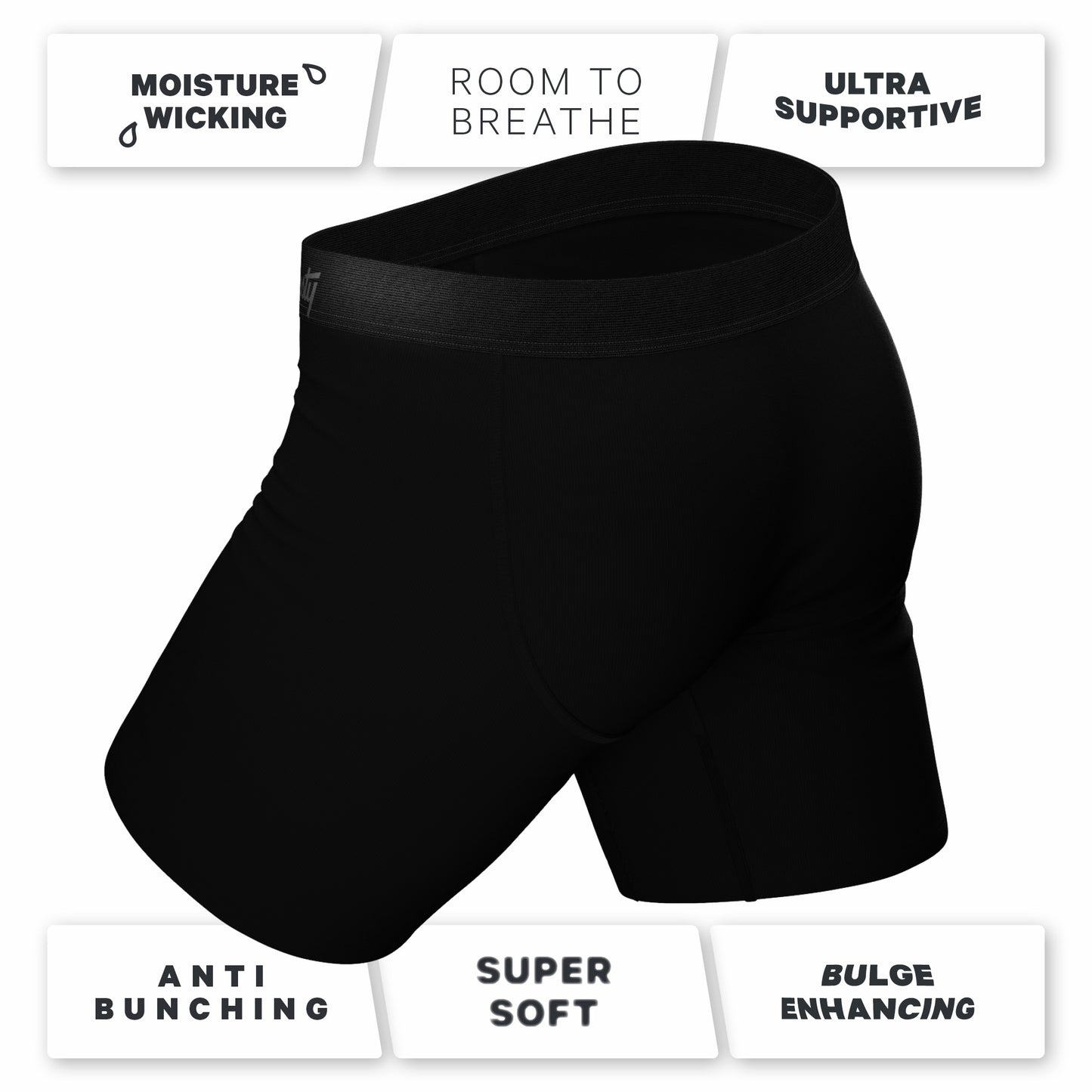 Shinesty Long Leg Ball Hammock® Pouch Boxers With Fly - Black