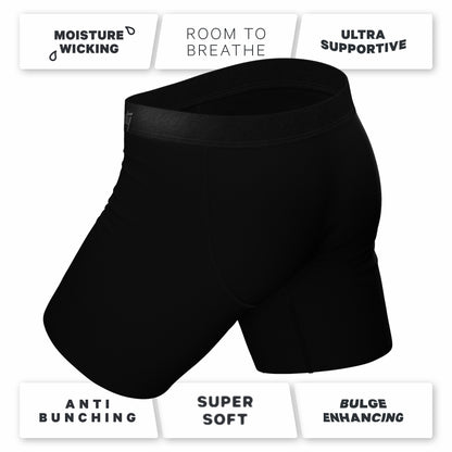 Shinesty Long Leg Ball Hammock® Pouch Boxers With Fly - Black