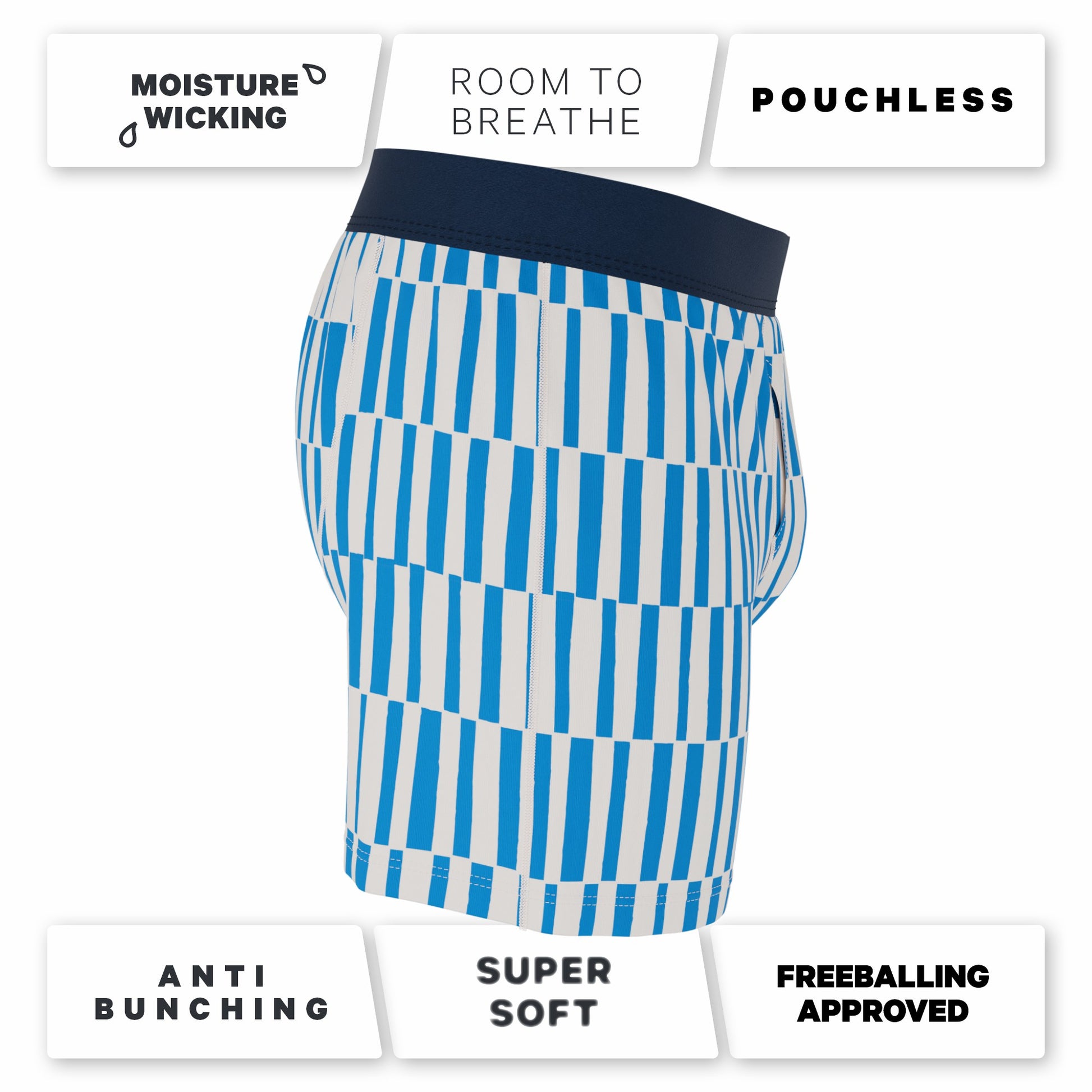 Shinesty Blue Mosaic Stripe Boxer Underwear - The Hamptons