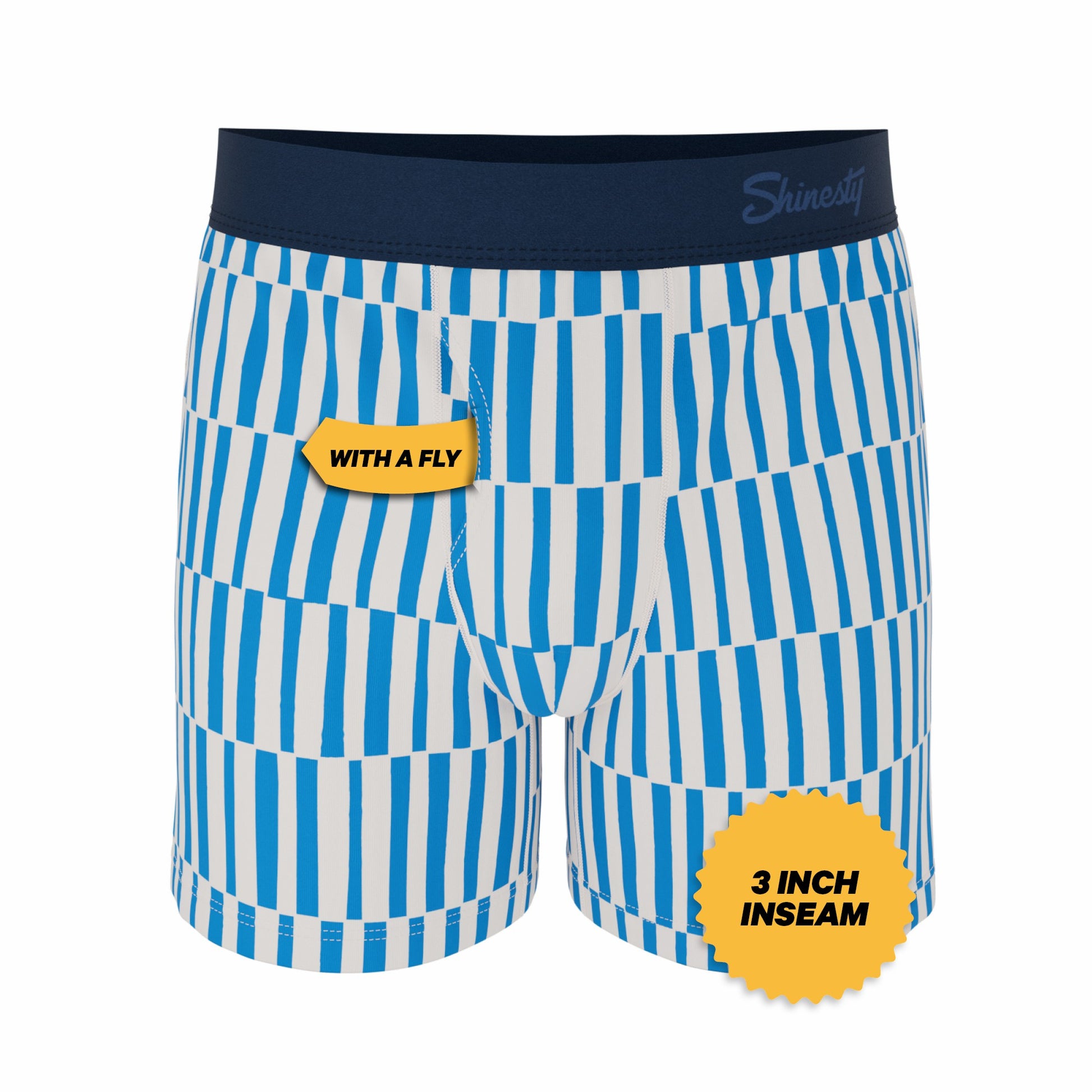 Shinesty Blue Mosaic Stripe Boxer Underwear - The Hamptons