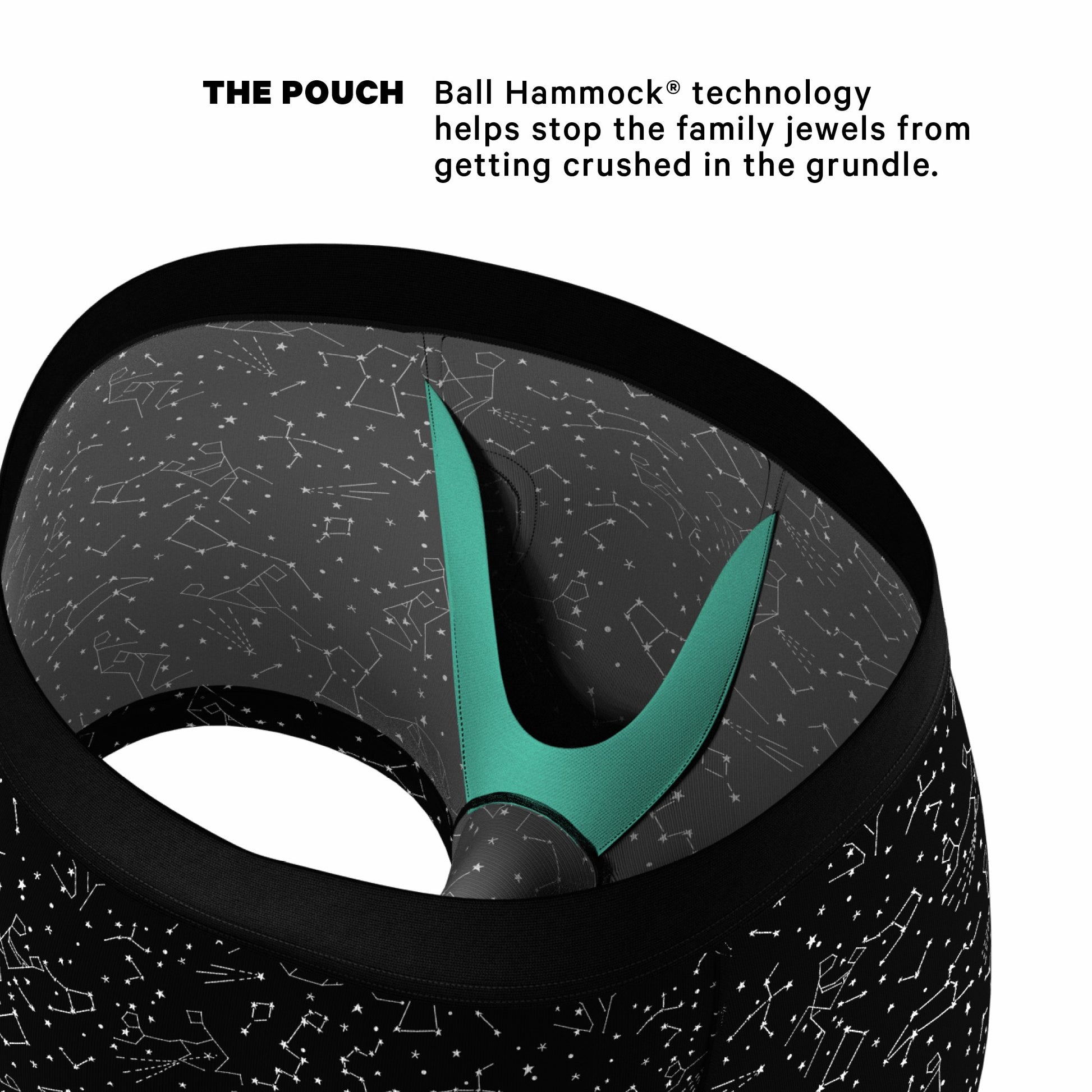Shinesty Men's Ball Hammock® Pouch Trunk Underwear - Glow In The Dark Constellation