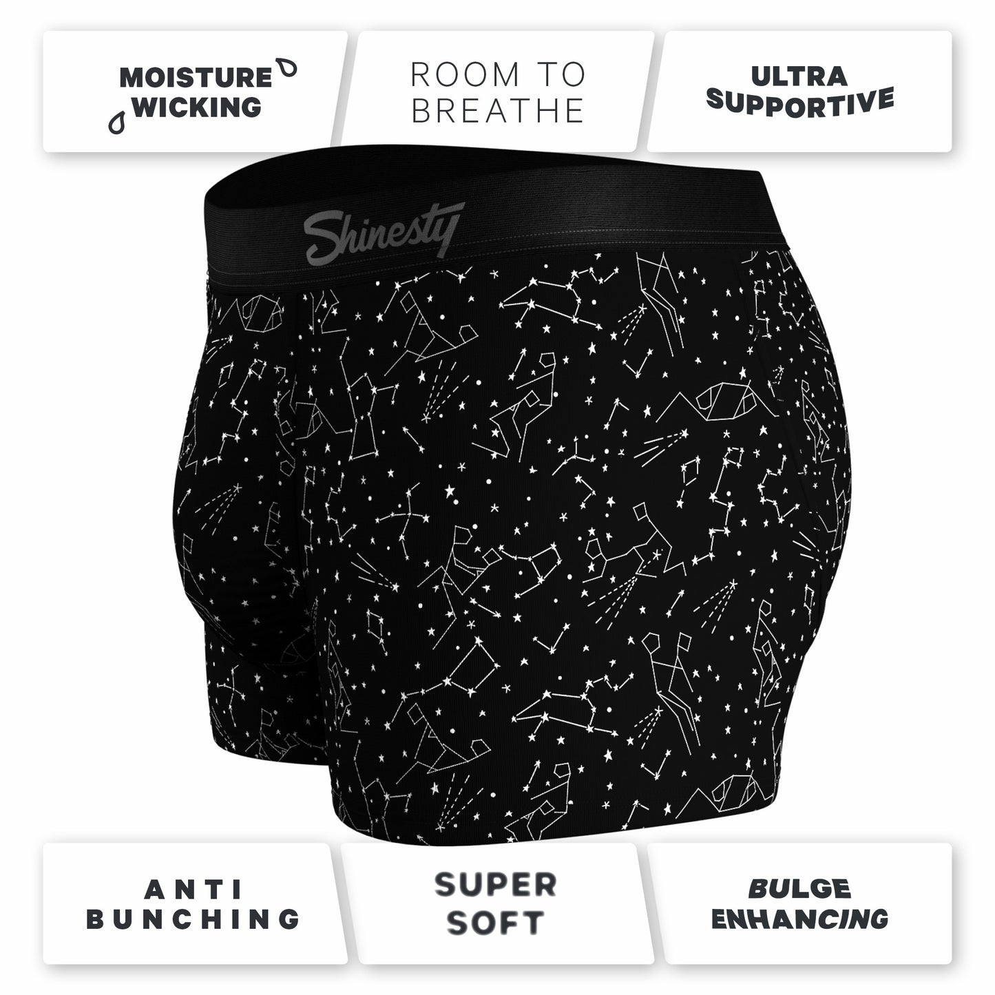 Shinesty Men's Ball Hammock® Pouch Trunk Underwear - Glow In The Dark Constellation