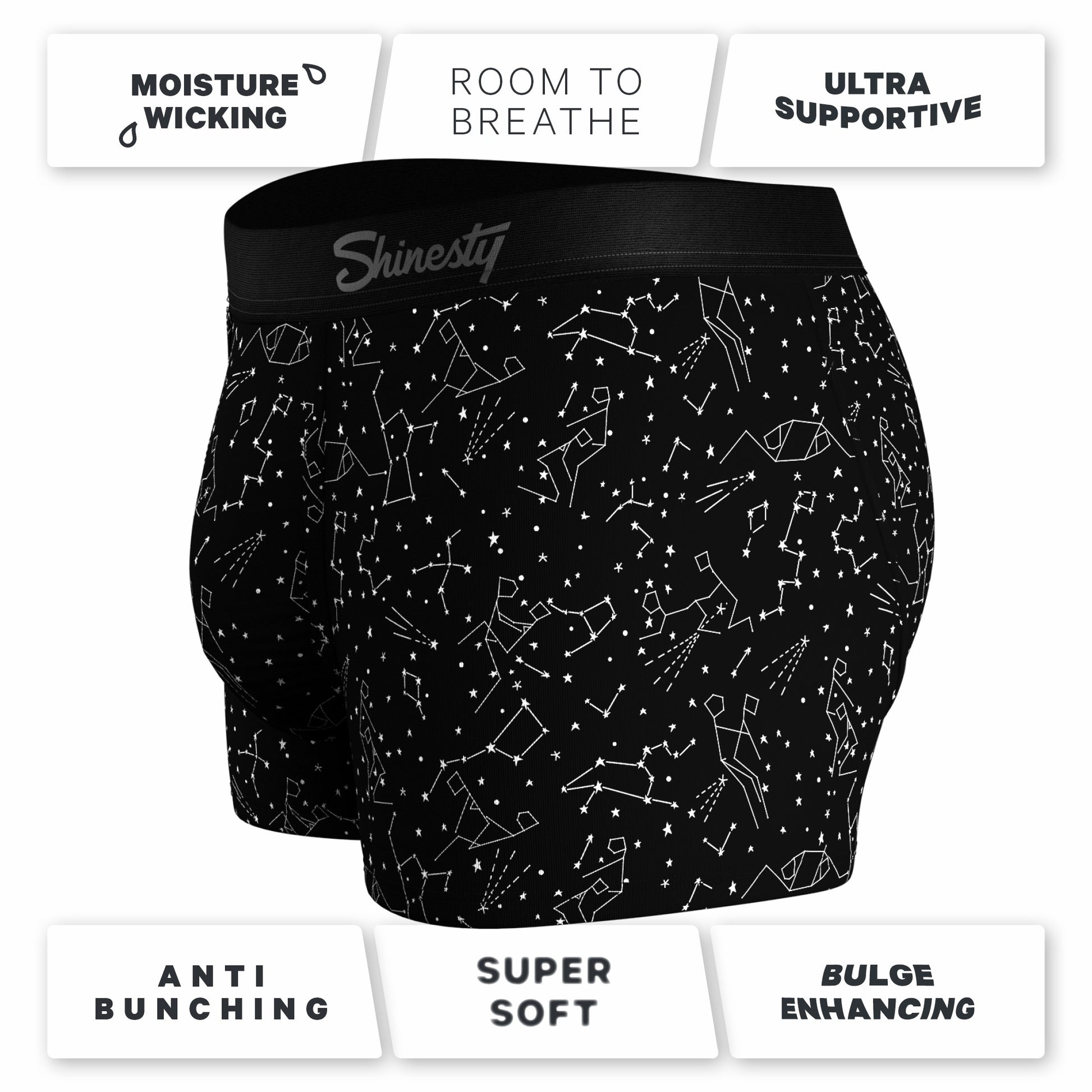 Shinesty Men's Ball Hammock® Pouch Trunk Underwear - Glow In The Dark Constellation