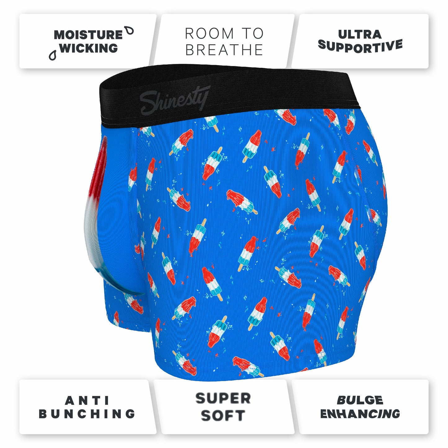Shinesty Men's Ball Hammock® Pouch Trunk Underwear - USA Popsicle