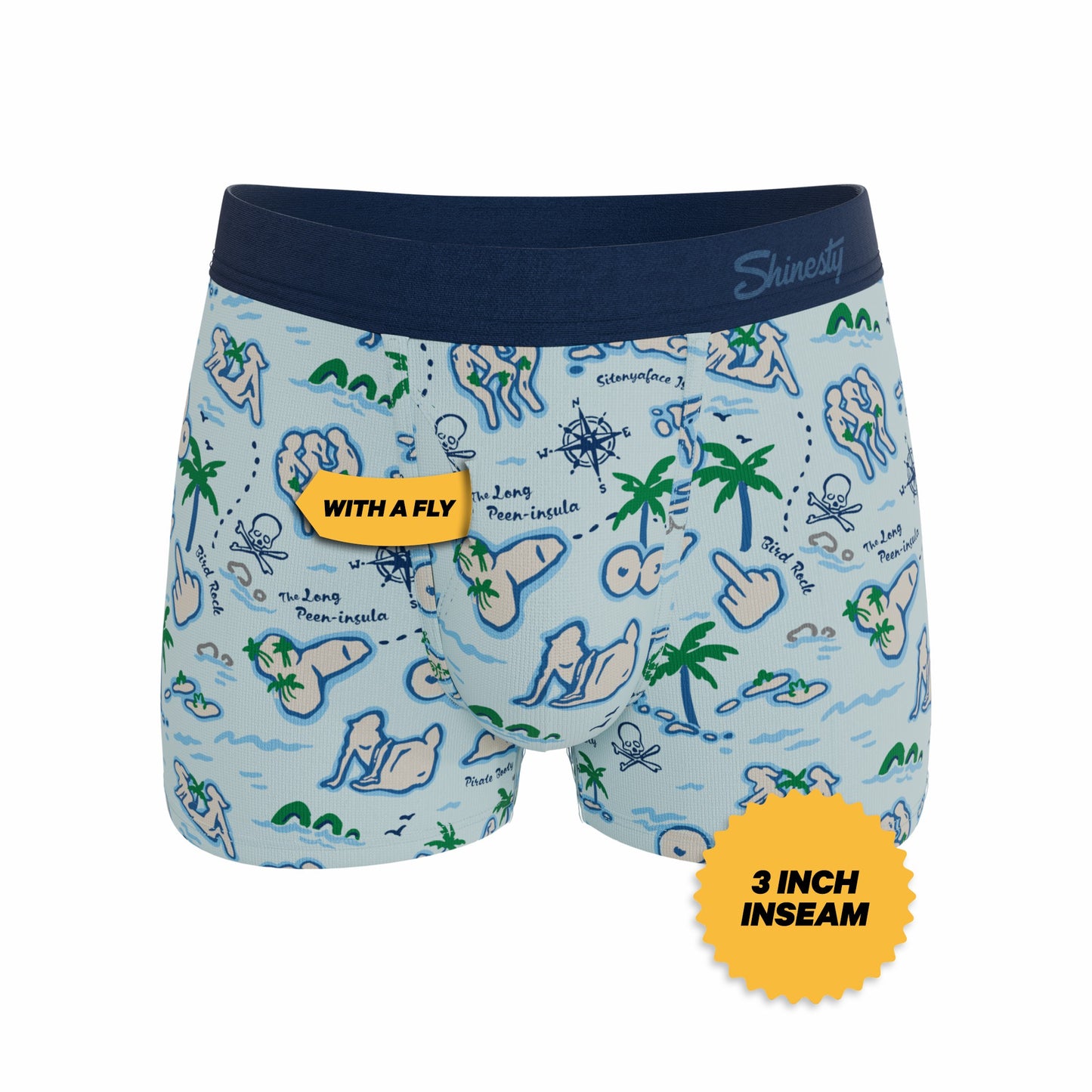 Shinesty Men's Ball Hammock® Pouch Trunk Underwear - Naughty Map
