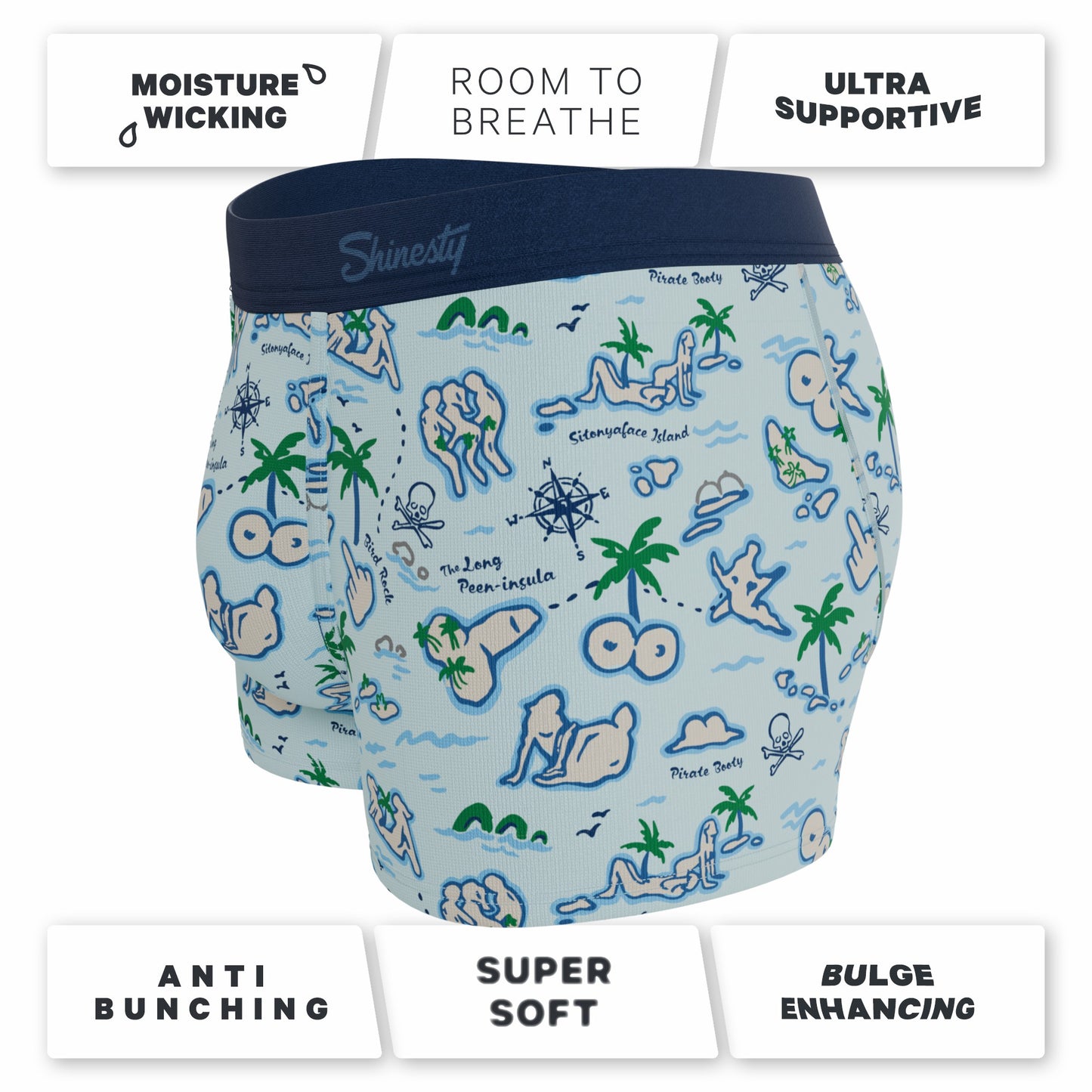 Shinesty Men's Ball Hammock® Pouch Trunk Underwear - Naughty Map
