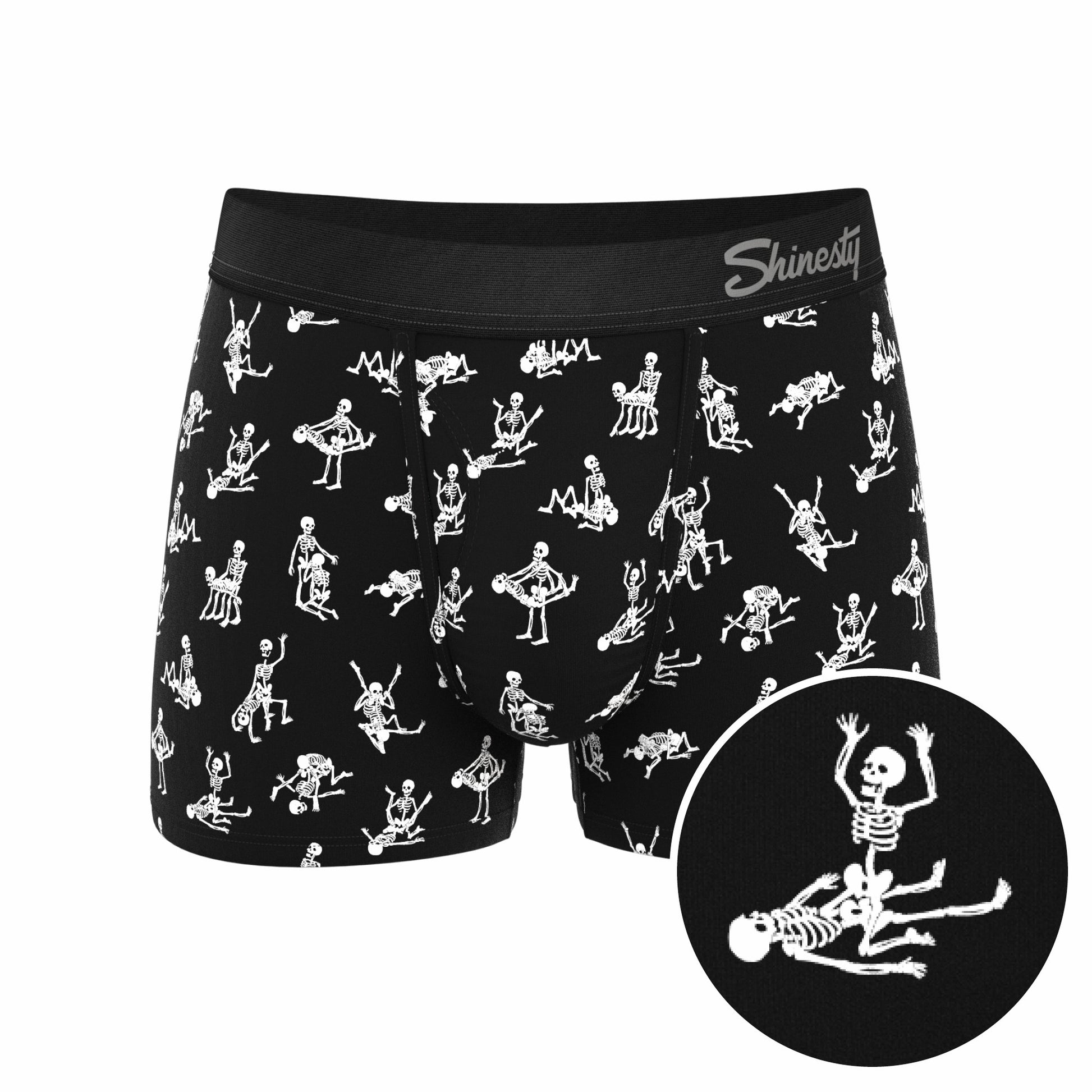 Shinesty Men's Ball Hammock® Pouch Trunk Underwear - Glow In The Dark Skeletons
