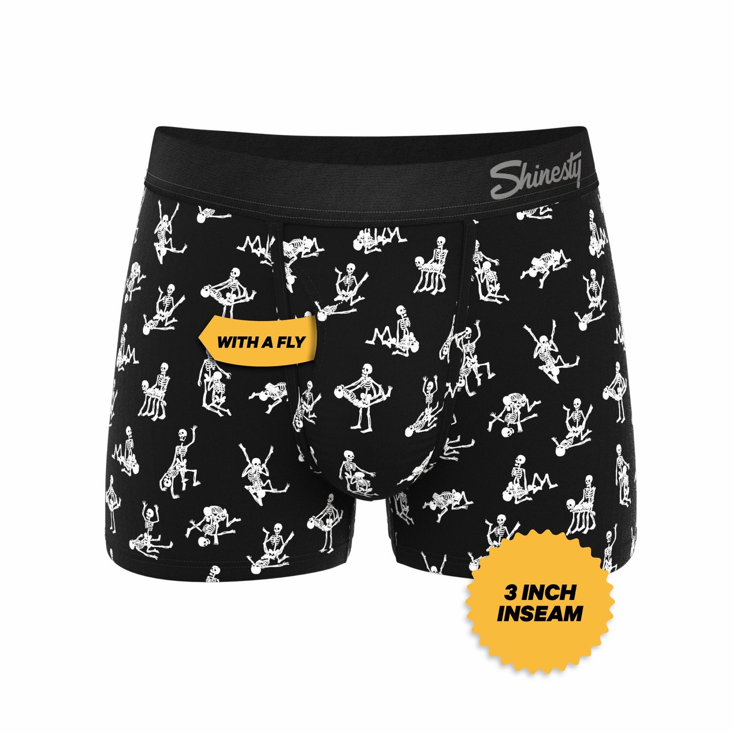 Shinesty Men's Ball Hammock® Pouch Trunk Underwear - Glow In The Dark Skeletons