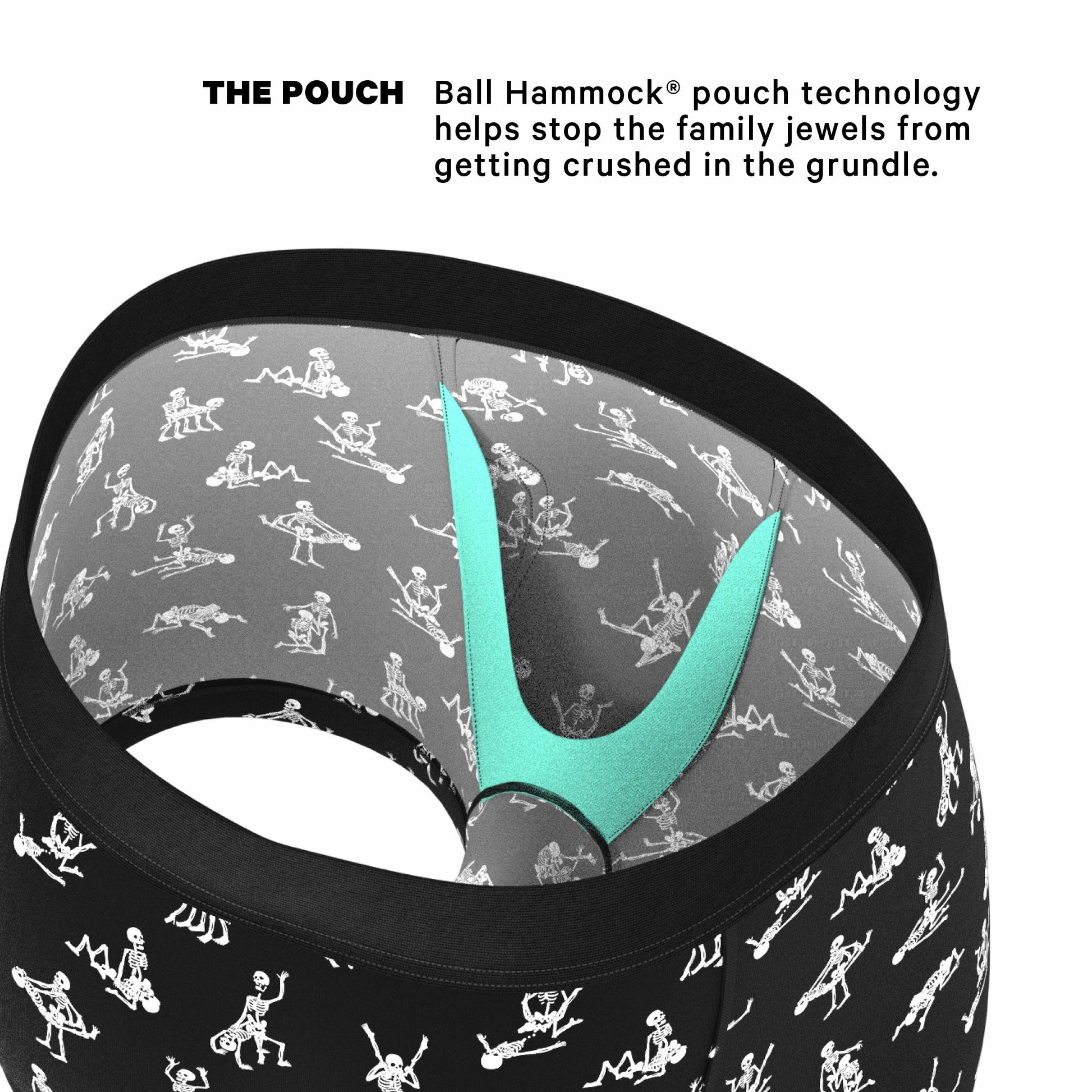Shinesty Men's Ball Hammock® Pouch Trunk Underwear - Glow In The Dark Skeletons