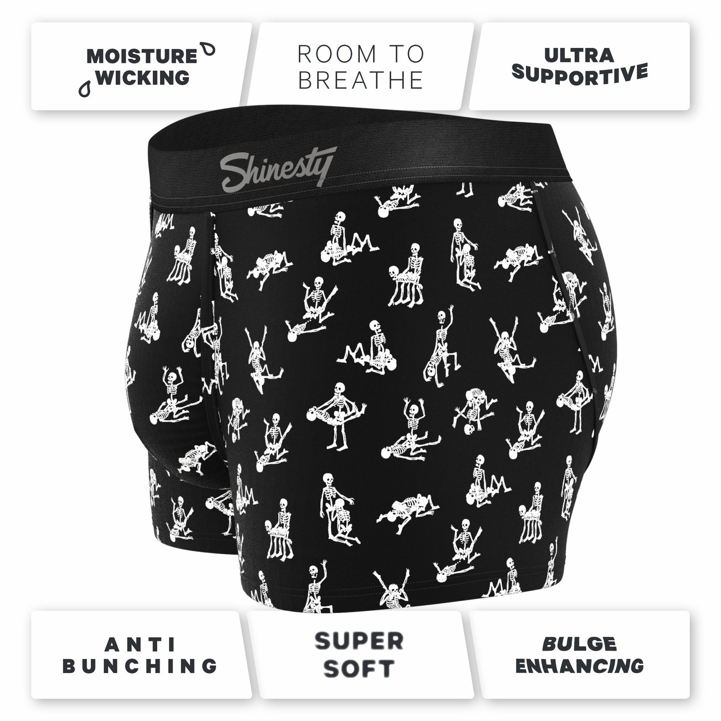 Shinesty Men's Ball Hammock® Pouch Trunk Underwear - Glow In The Dark Skeletons