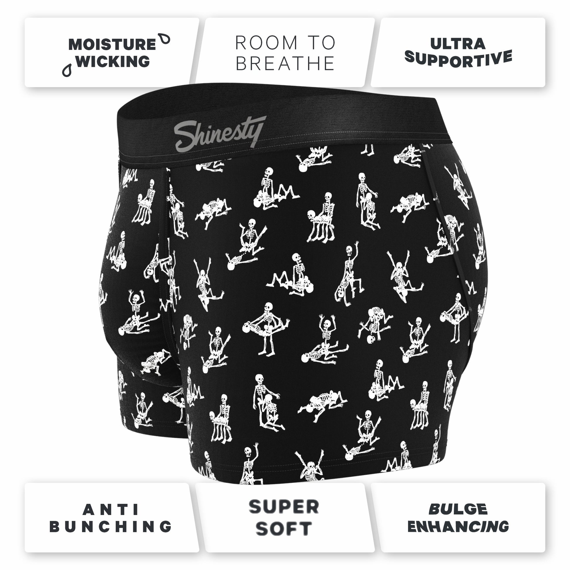 Shinesty Men's Ball Hammock® Pouch Trunk Underwear - Glow In The Dark Skeletons