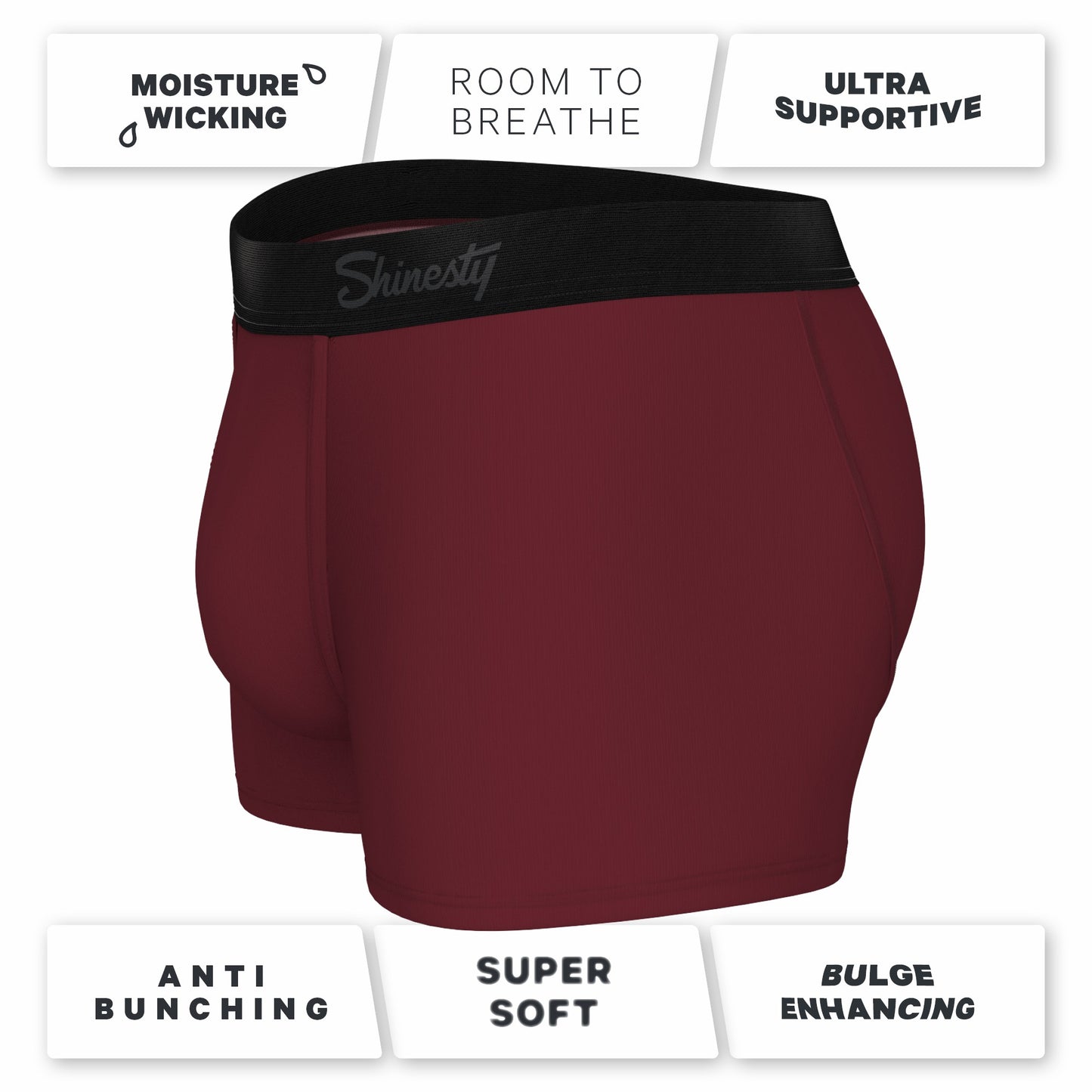 Shinesty Burgundy Men's Ball Hammock® Pouch Trunk Underwear - The Sommelier