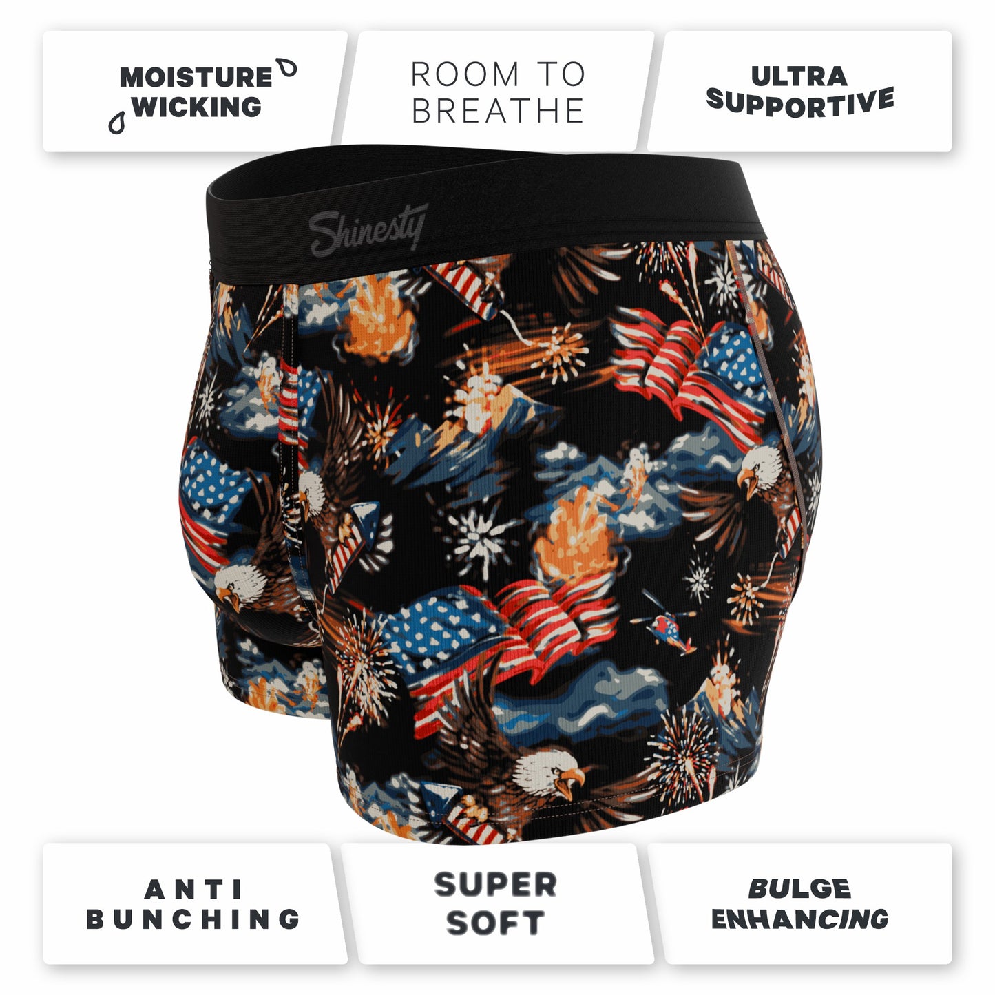 Shinesty Men's Ball Hammock® Pouch Trunk Underwear - Americana Eagles
