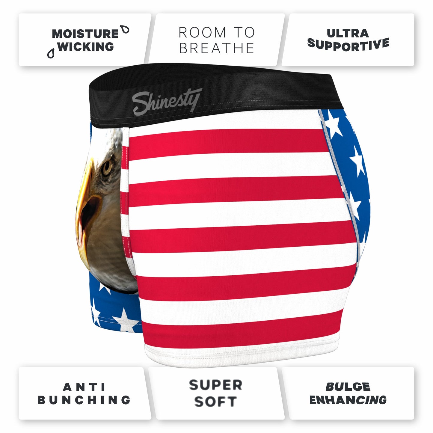 Shinesty Men's Ball Hammock® Pouch Trunk Underwear - USA Mascot Eagle
