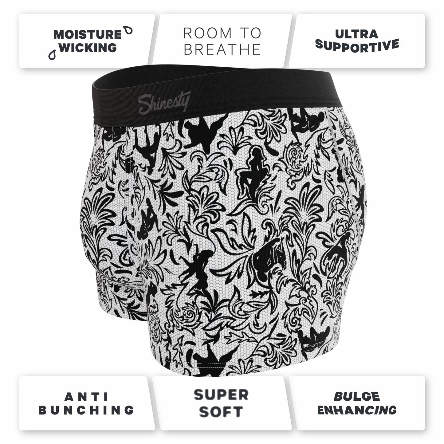 Shinesty Men's Ball Hammock® Pouch Trunk Underwear - Provocative Lace Print