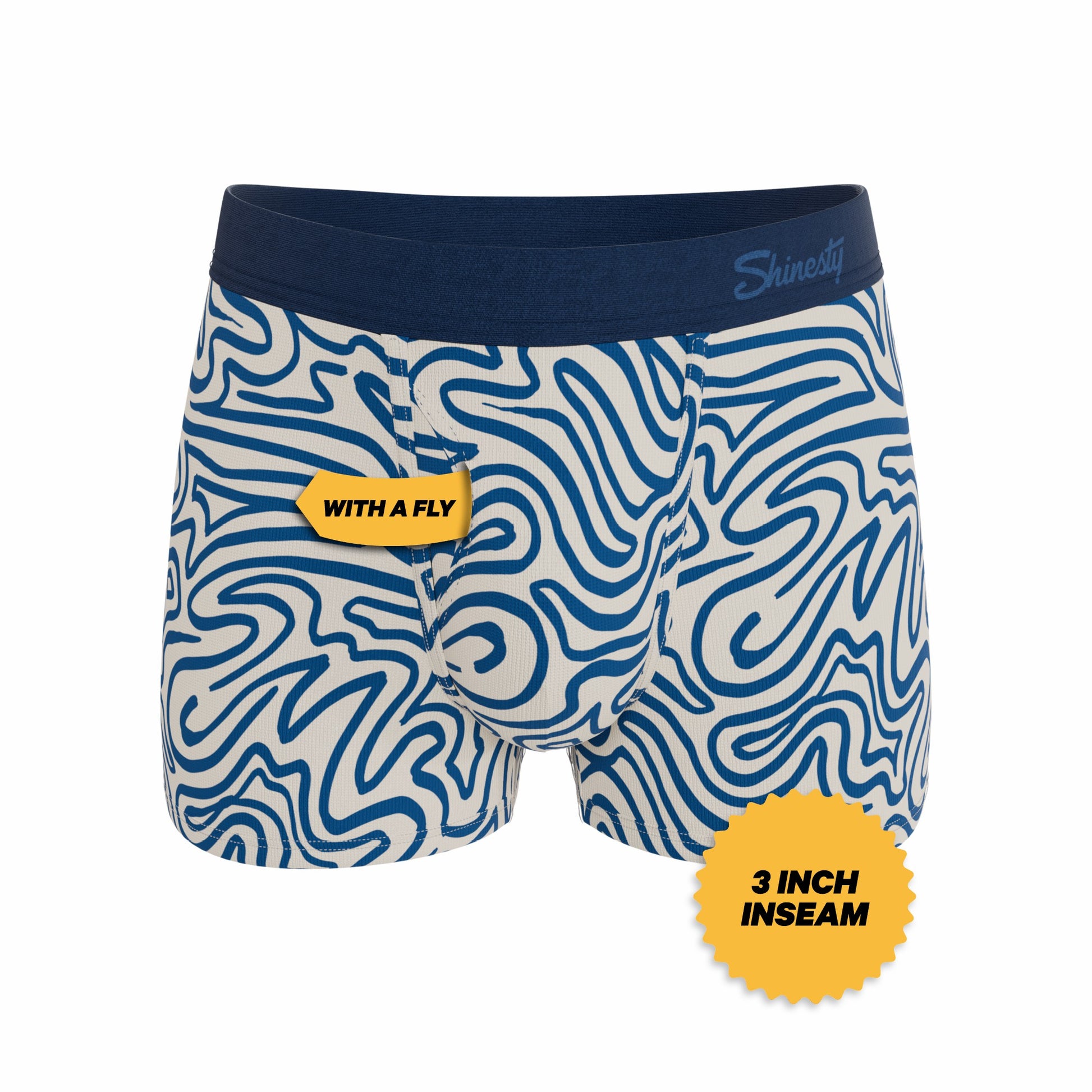Shinesty Men's Ball Hammock® Pouch Trunk Underwear - Abstract Navy Line