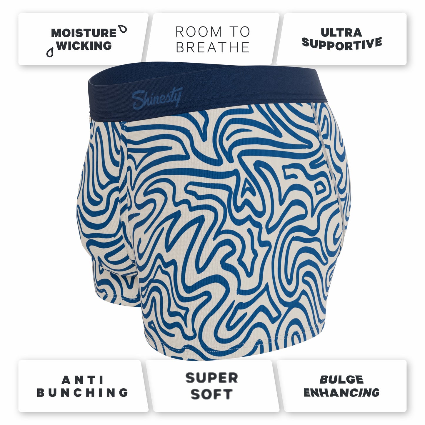 Shinesty Men's Ball Hammock® Pouch Trunk Underwear - Abstract Navy Line