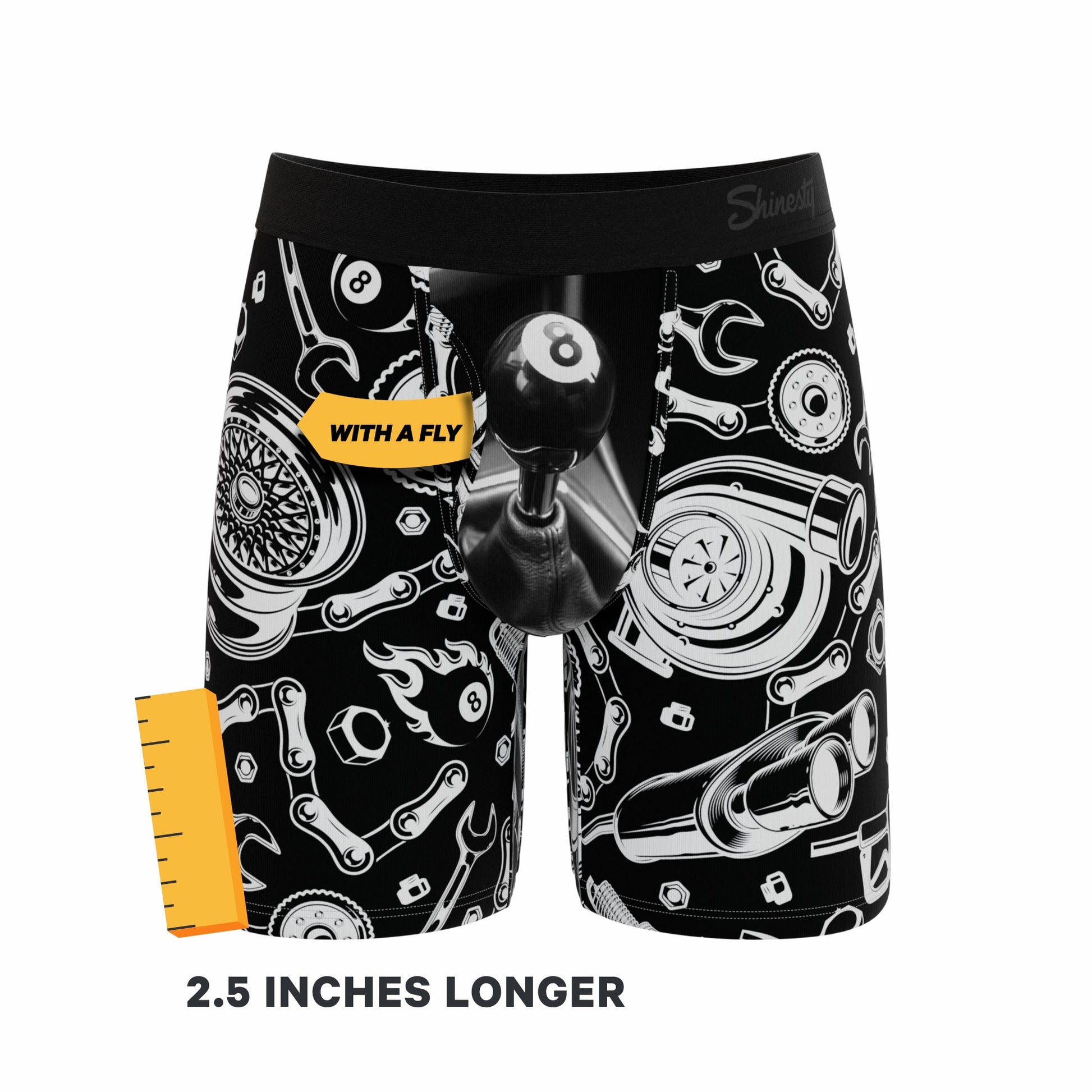 Shinesty Long Leg Ball Hammock® Pouch Underwear With Fly 3 Pack - Black & White