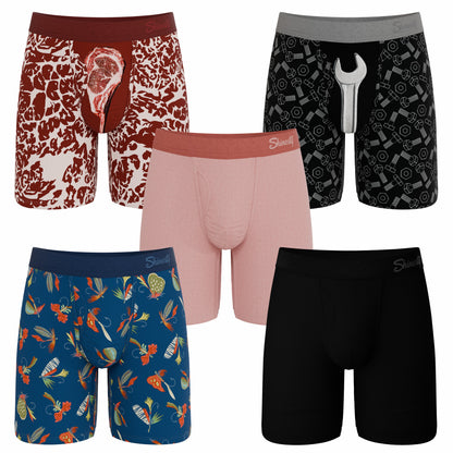 Shinesty Long Leg Ball Hammock® Pouch Underwear With Fly 5 Pack - Father's Day Best Sellers Bundle