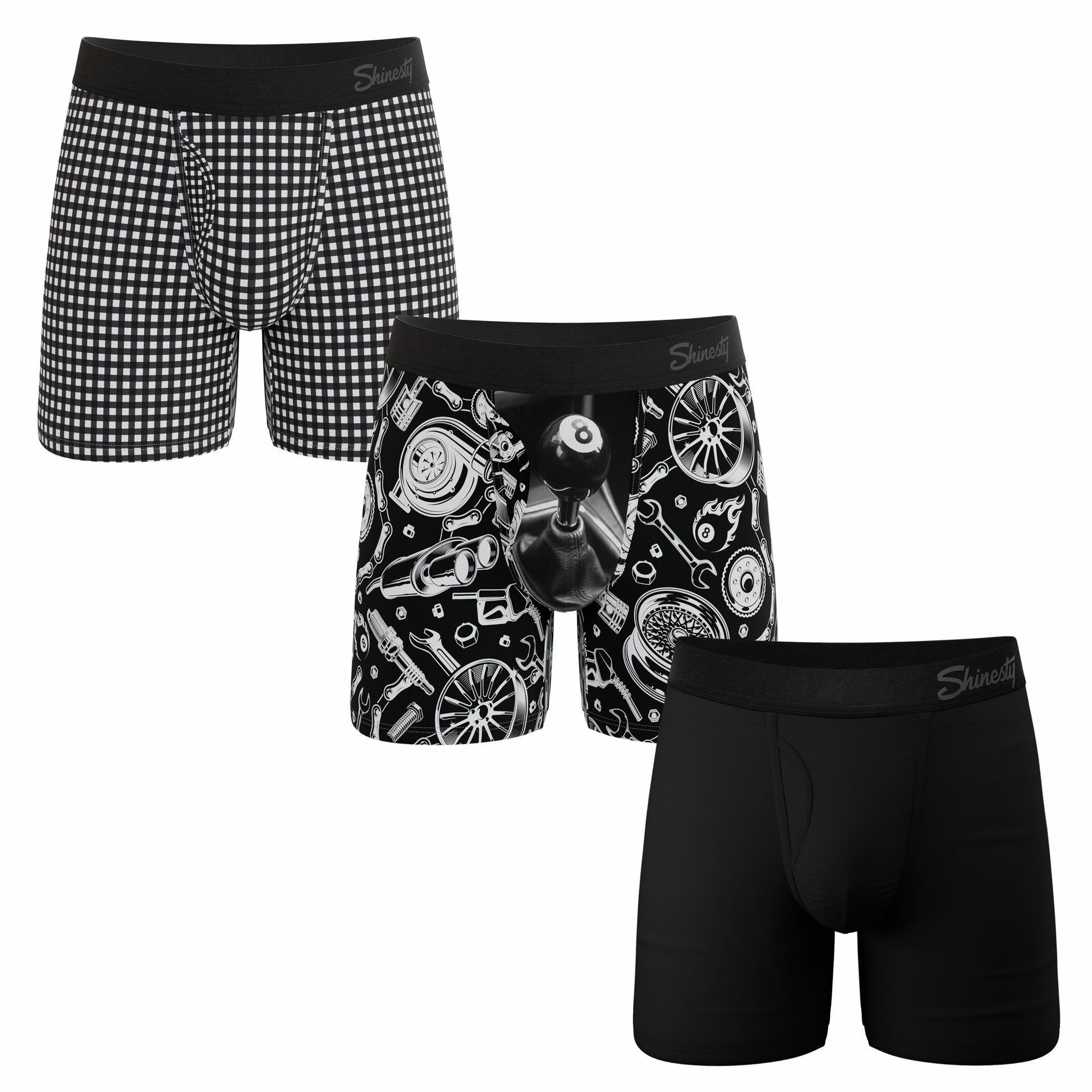 Shinesty Ball Hammock® Pouch Boxer Briefs with Fly 3 Pack - Black & White