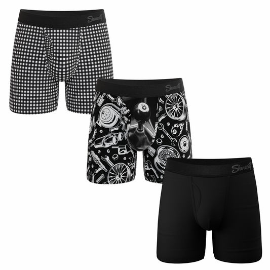 Shinesty Ball Hammock® Pouch Boxer Briefs with Fly 3 Pack - Black & White