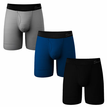 Shinesty Long Leg Ball Hammock® Pouch Boxers With Fly 3 Pack - The Solid Dude
