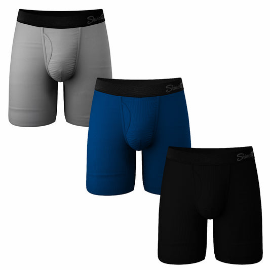 Shinesty Long Leg Ball Hammock® Pouch Boxers With Fly 3 Pack - The Solid Dude