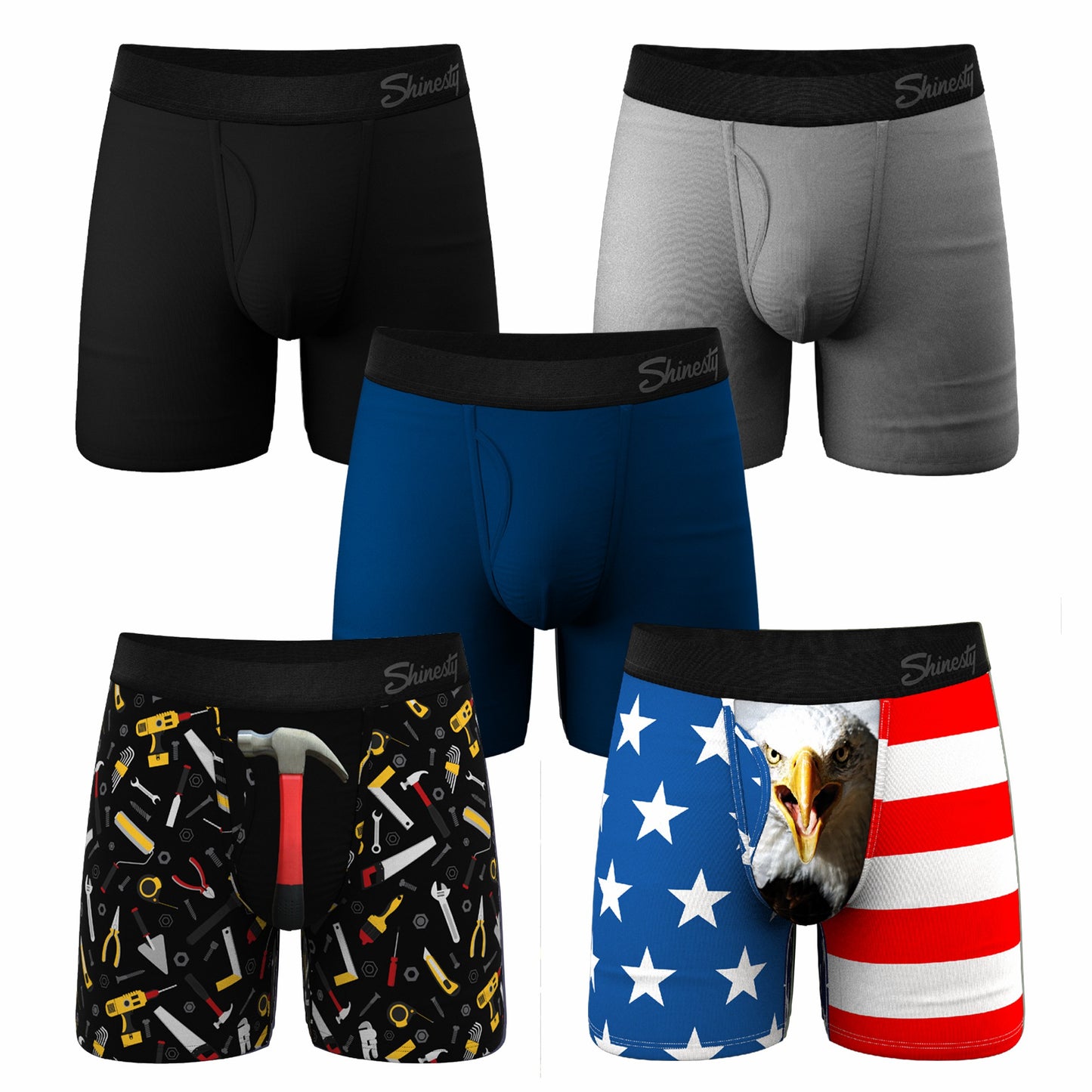 Shinesty Fathers Day Bundle Ball Hammock® Pouch Boxer Briefs with Fly 5 Pack - The Best Dad Pack