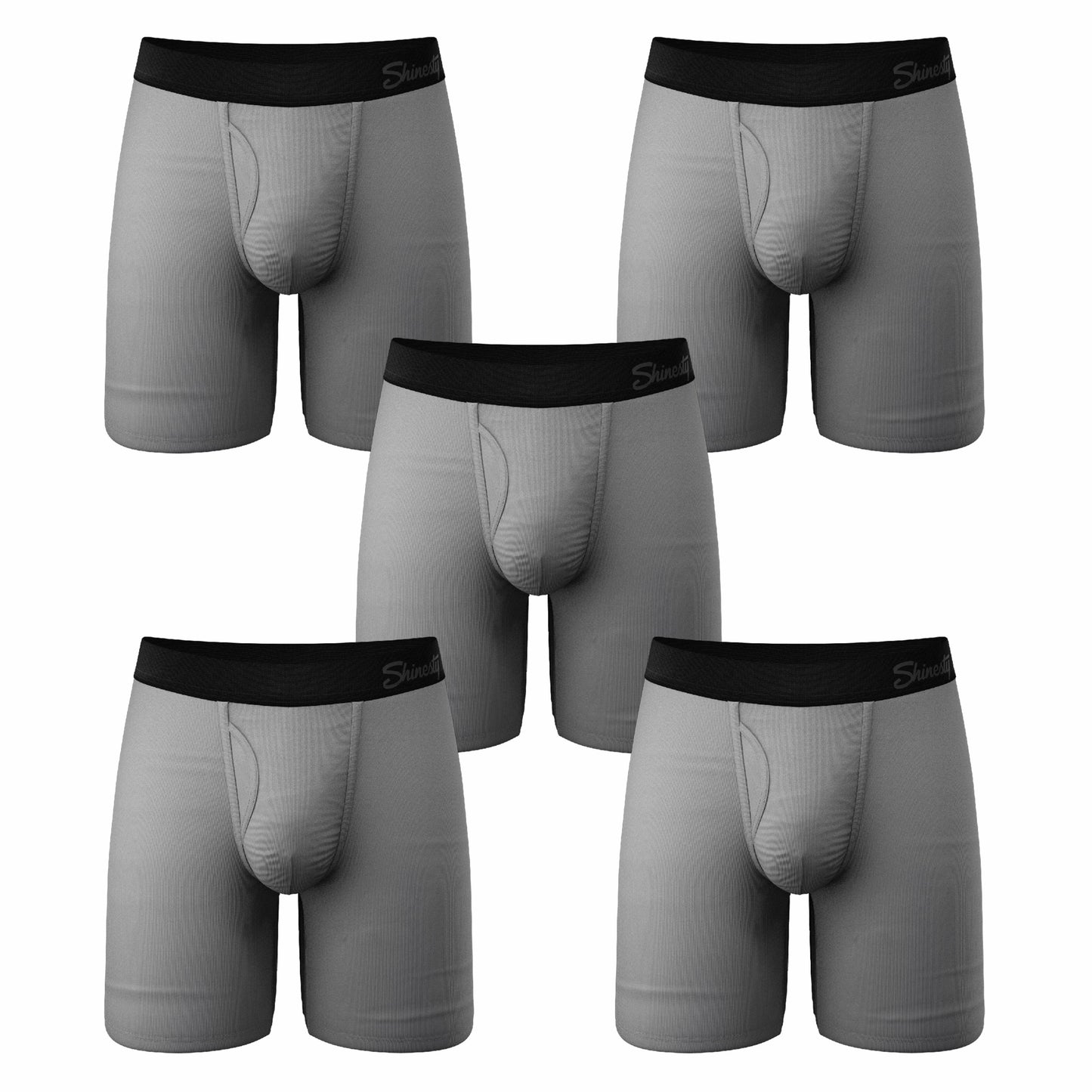 Shinesty Long Leg Ball Hammock® Pouch Boxers With Fly 5 Pack - The 50 Shades Of Gonads
