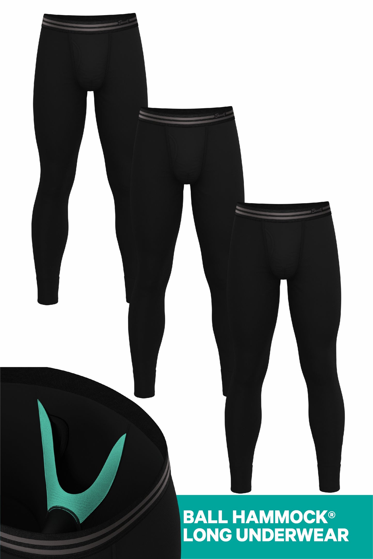 Shinesty Black Long Underwear 3 Pack - The Threat Level Midnight