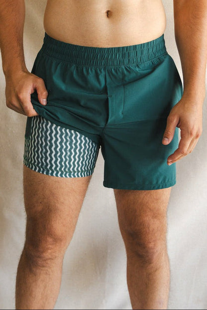 Shinesty Men's Ball Hammock® 5 Inch Athletic Shorts - Green Deck Stripe