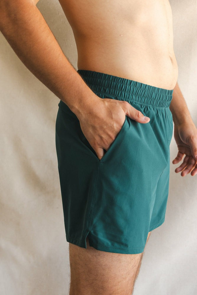 Shinesty Men's Ball Hammock® 5 Inch Athletic Shorts - Green Deck Stripe
