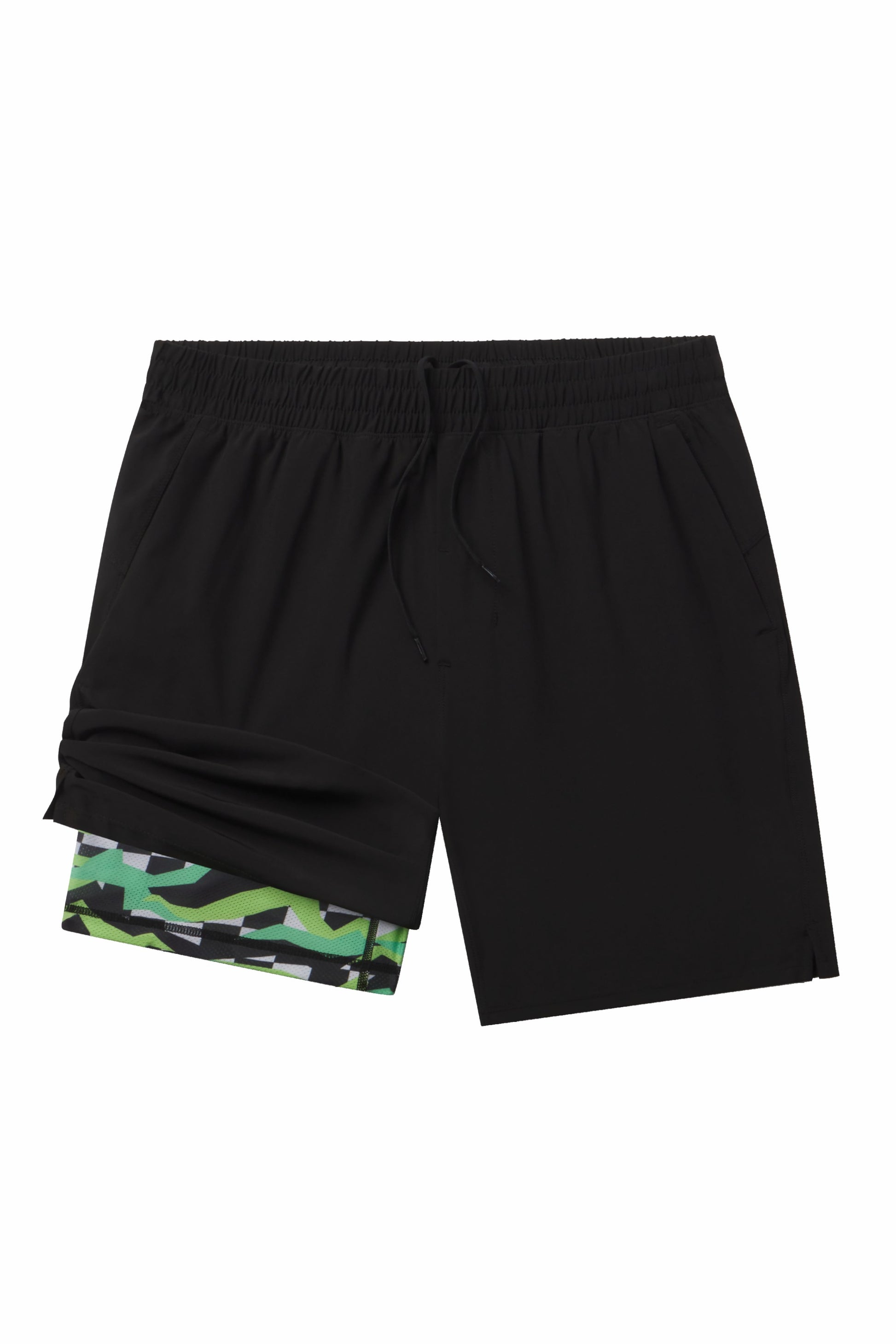 Shinesty Men's Ball Hammock® 7 Inch Athletic Shorts - Black and Green Neon