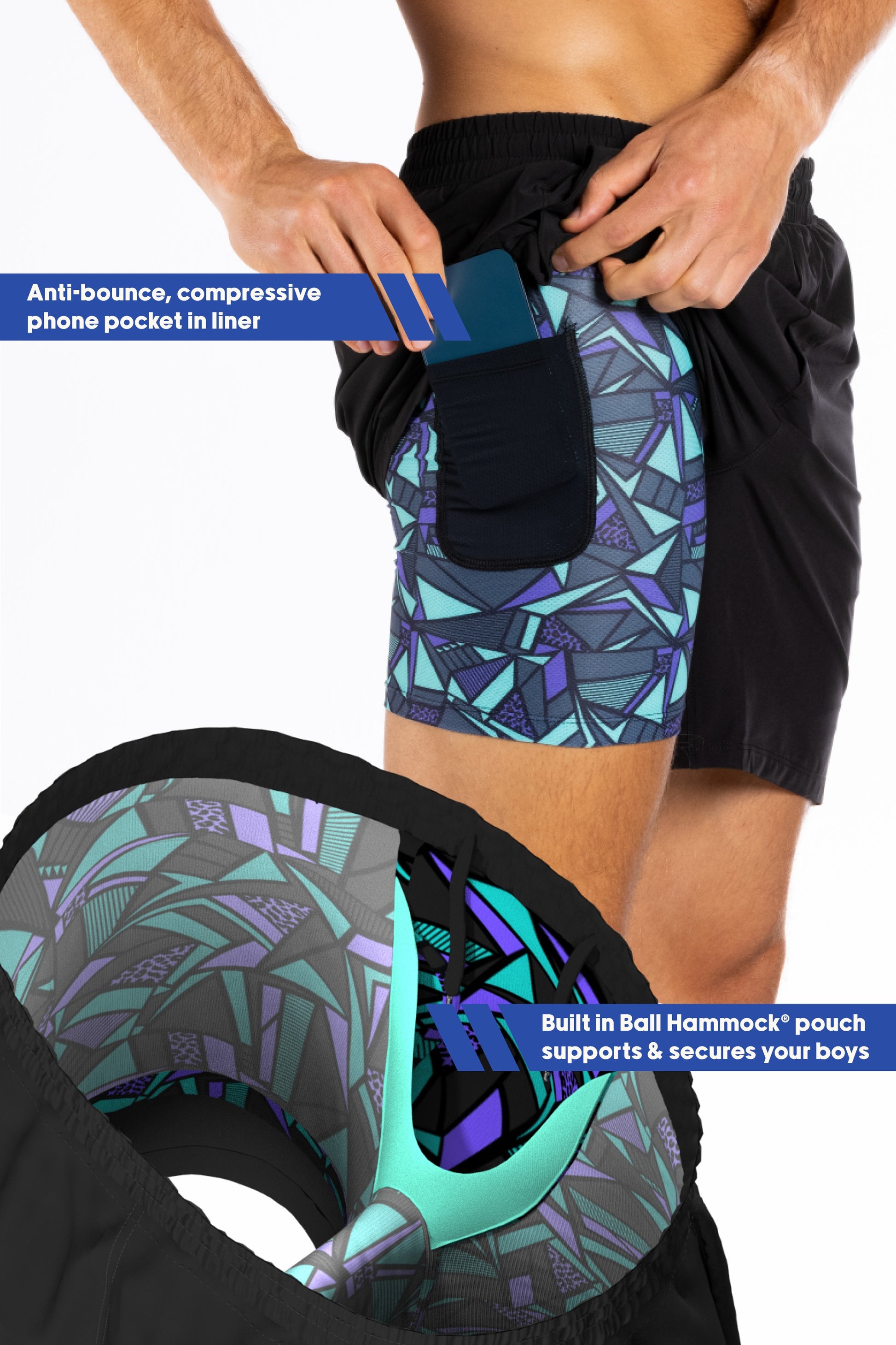 Shinesty Men's Ball Hammock® 7 Inch Athletic Shorts - Black