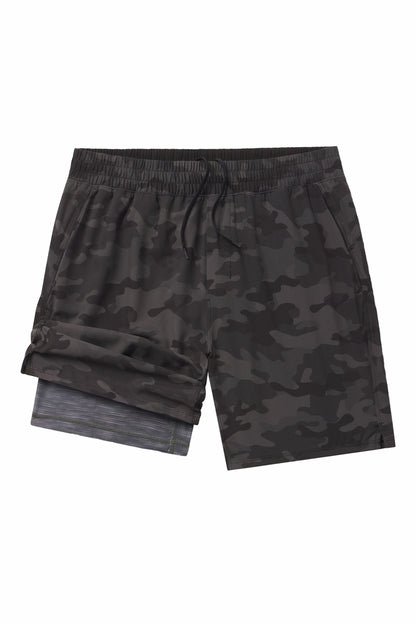 Shinesty Men's Ball Hammock® 7 Inch Athletic Shorts - Black and Grey Camo