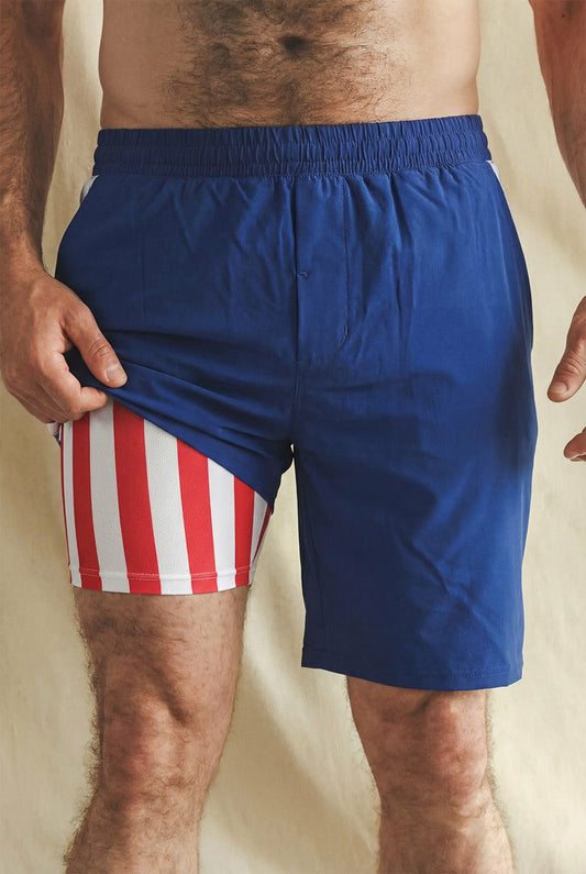 Shinesty Men's Ball Hammock® 9 Inch Athletic Shorts - American Flag Ball