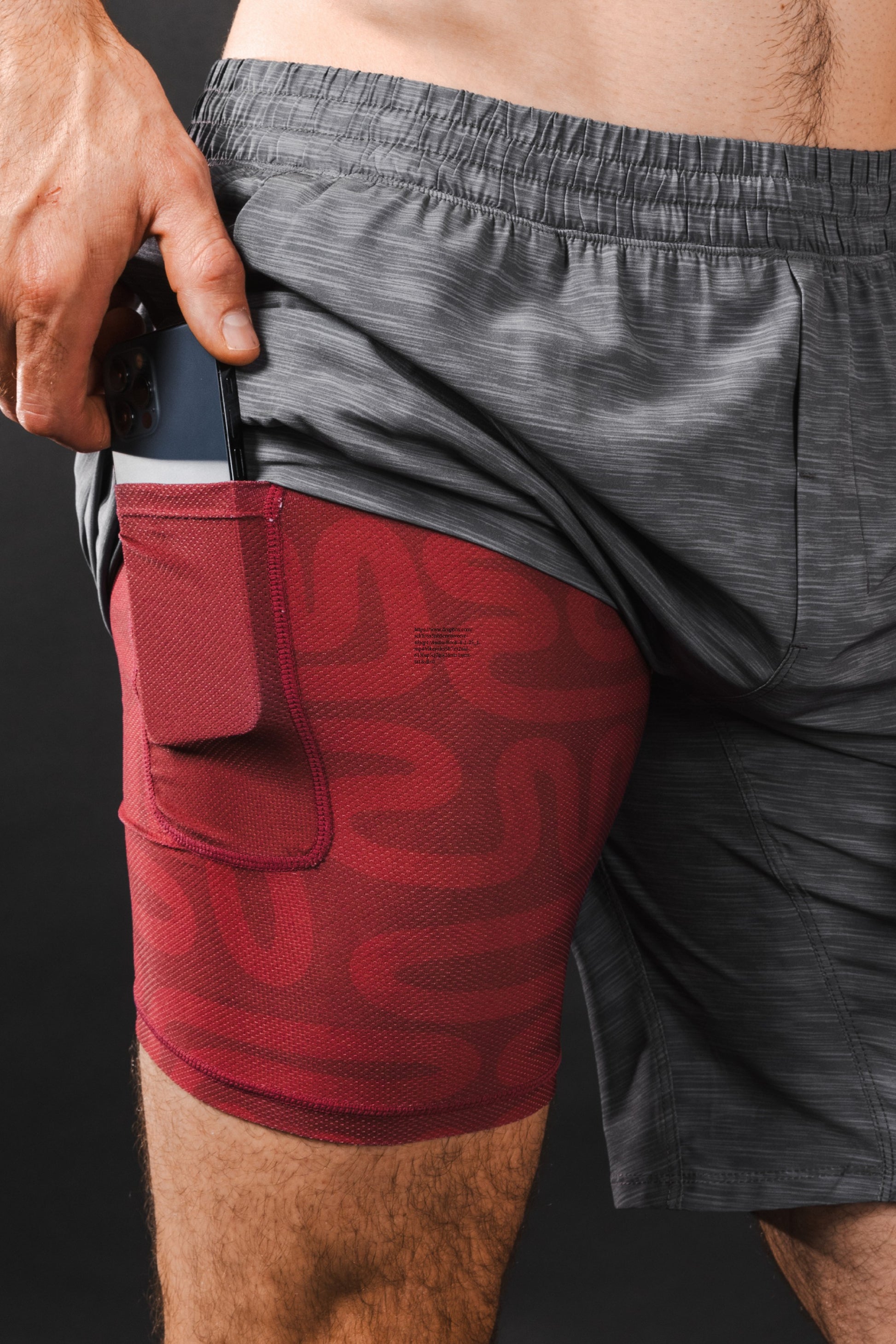 Shinesty Men's Ball Hammock® 9 Inch Athletic Shorts - Grey and Red