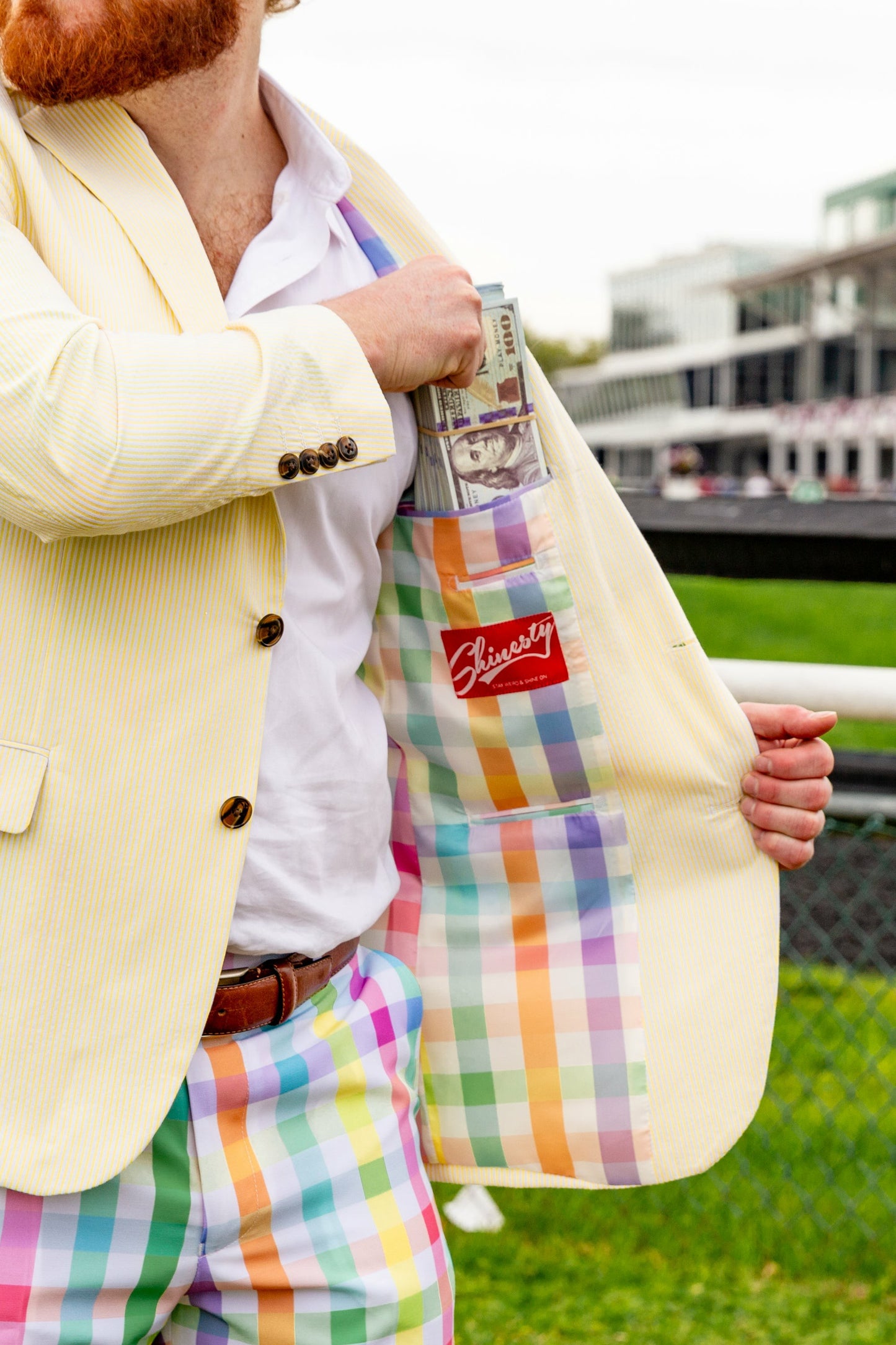 Shinesty Men's Seersucker Suit - Yellow Derby Seersucker Suit