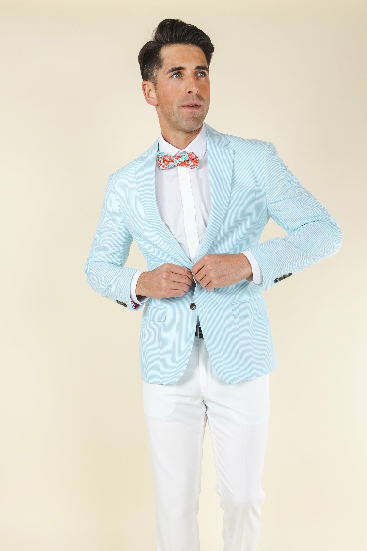 Shinesty Men's Seersucker Suit - Derby Roses Seersucker