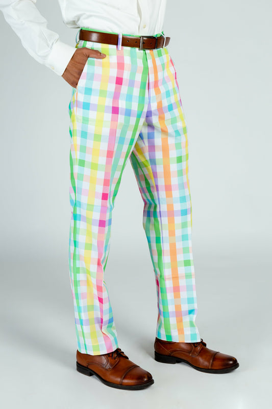Shinesty Men's Suit Pants - Pastel Plaid Pants