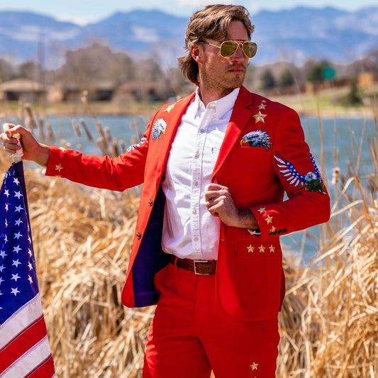 Shinesty Men's Suit - Western Style Red USA Suit