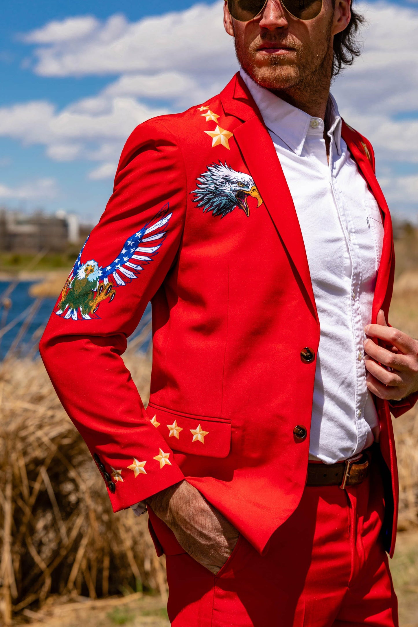 Shinesty Men's Suit - Western Style Red USA Suit