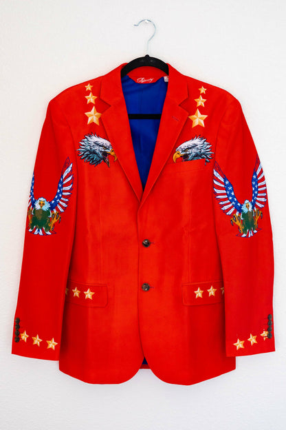 Shinesty Men's Suit - Western Style Red USA Suit