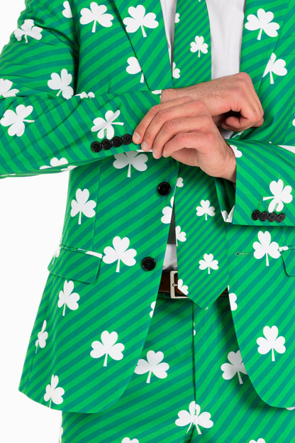 Shinesty Men's Suit - Diagonal Striped Clovers
