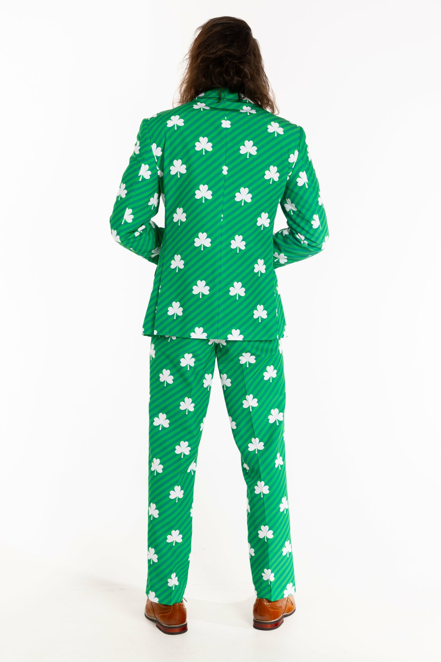 Shinesty Men's Suit - Diagonal Striped Clovers