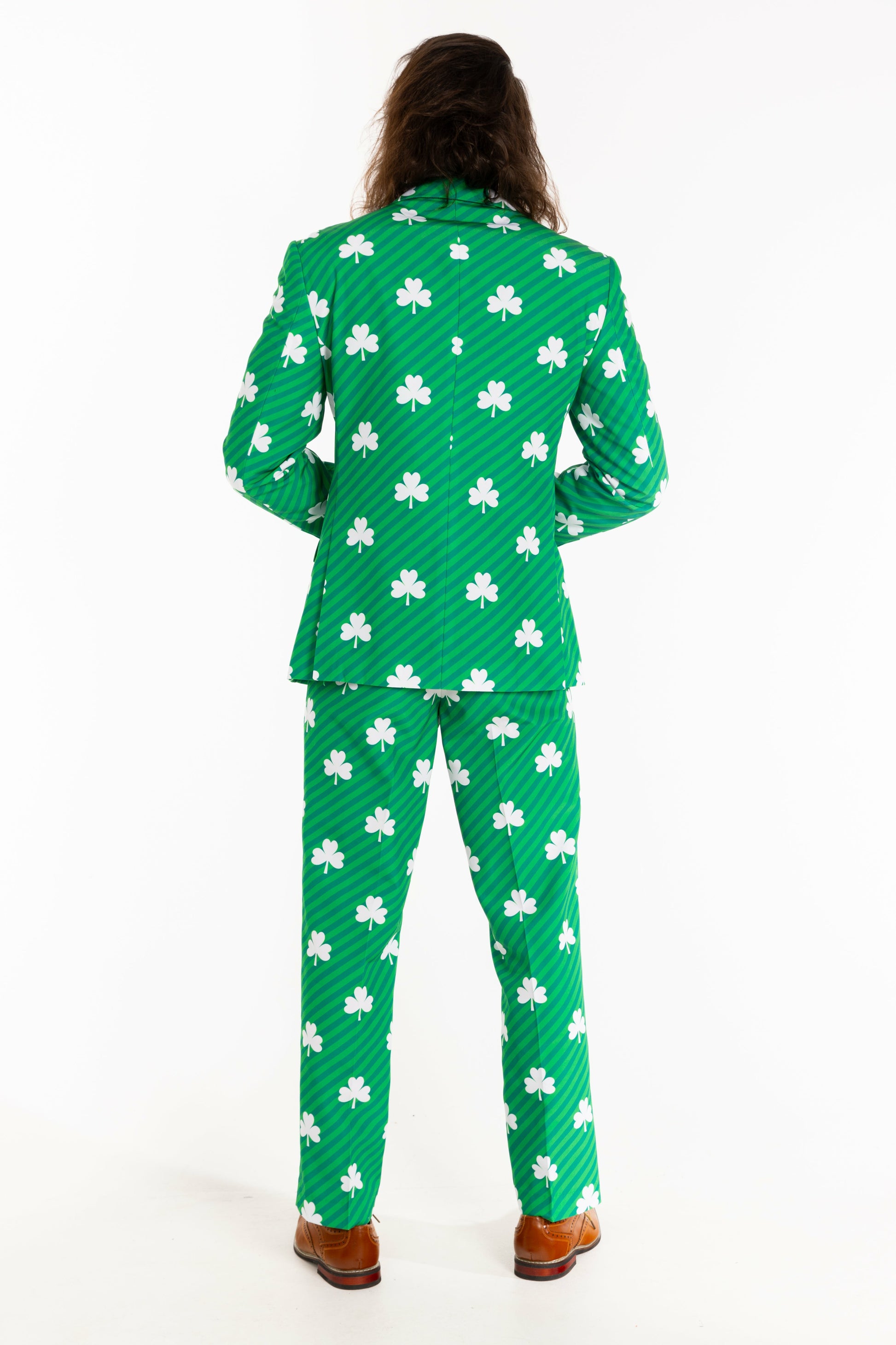 Shinesty Men's Suit - Diagonal Striped Clovers