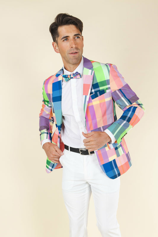 Shinesty Men's Suit - Plaid Patchwork