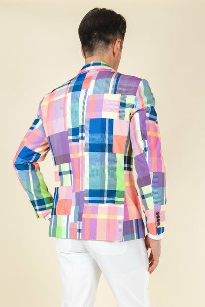 Shinesty Men's Suit - Plaid Patchwork
