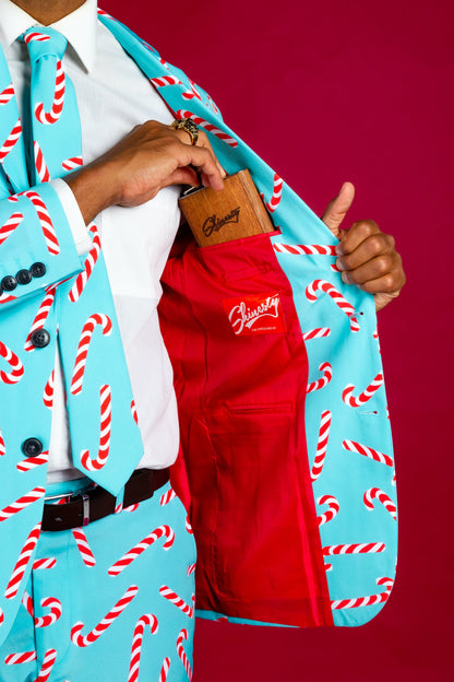 Shinesty Men's Suit - Candy Cane Print Christmas