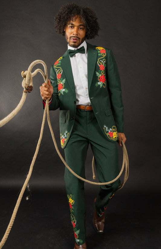 Shinesty Men's Suit - Dark Green Holiday Placement